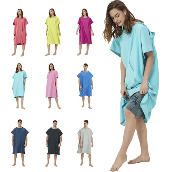 Svart surfponcho for kvinner og menn - svømmeponcho, strandponcho - sjx