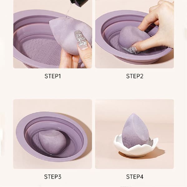 TECHNIQUE PRO SAMMENKLAPPELIG SILIKONE MAKEUPBØRSTE RENSEBAKKE - NUDE ROSE