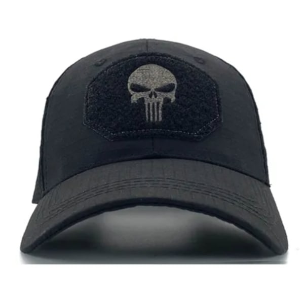 Adjustable Black Skull Cap with Soft Elastic and Stylish Embroidered Hip-Hop Design for Men