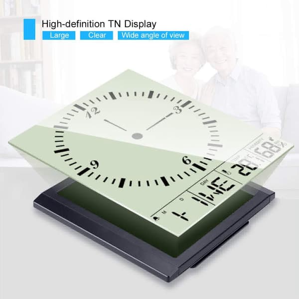 Digital Multifunktionel Termo-Hygrometer Termometer & Hygrometer & Firkantet Ur Minimalistisk Vægur