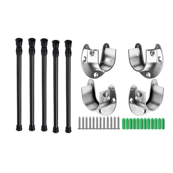 2 sæt tilbehør: 1 sæt skabsspændestangsfjeder 11,81 til 20 tommer & 1 sæt kraftig skabsstang 1-1/3 tommer Black & silver