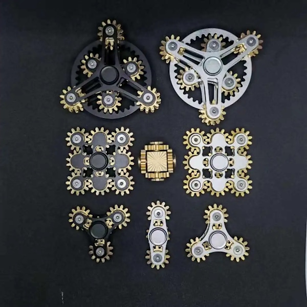 Ny Dubbel Ferris Gear Fidget Spinner Nio Tand Länksystem Hand Spinner EDC Gear Länk Finger Gyroskop Leksak för Barn Vuxna