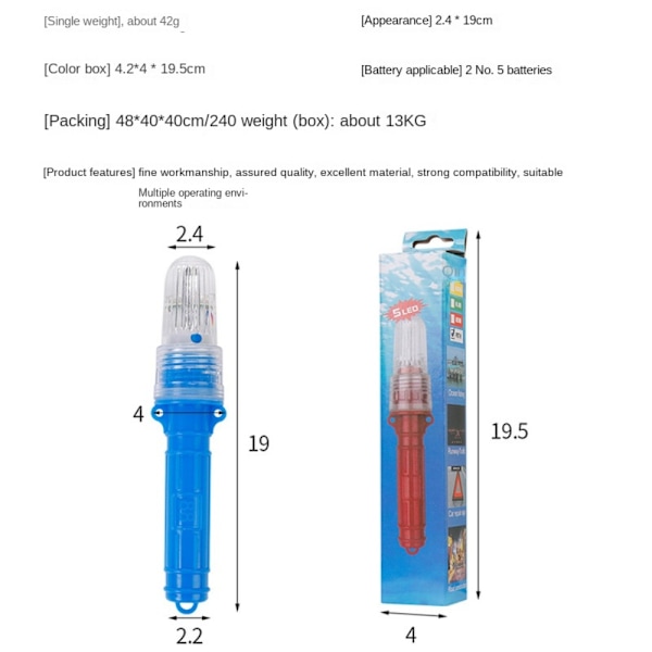 LED fiskeljus boj signalljus BLÅ blue