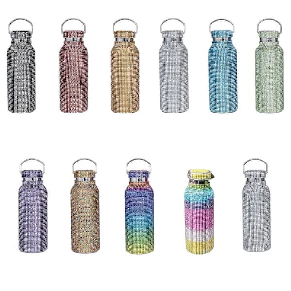 Timanttinen vesipullo Bling-strassiteräksinen termospullo, 100 % uusi musta black