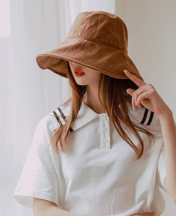 Dam Sommar Solhatt Bred Brätte Resa Vikbar Solhatt UV-skydd Strandhatt 100% Bomull Utomhuskeps