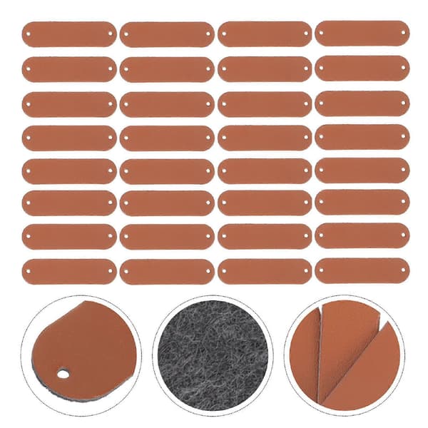 100 stk. blanke etiketter, blanke lædermærker, hulmærker, hæklede hækletilbehør, brun 4.50X1.20X0.20CM Brown