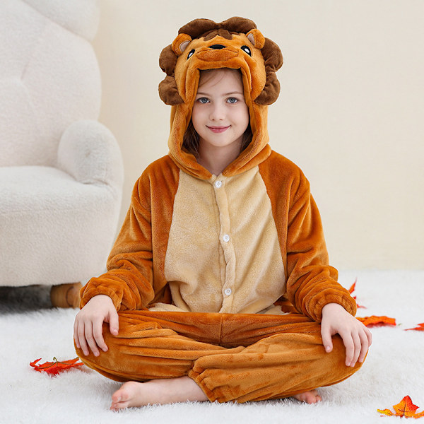 Unisex barn jumpsuit Plüschdräkt med hatt och svans för klä upp rollspel Halloween för festpresenter Tiger romper 【95-105CM】