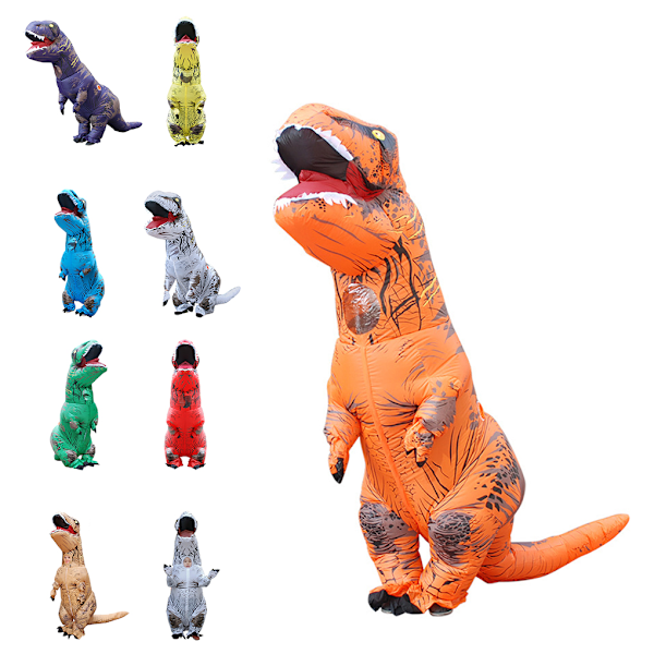 Oppustelig Dinosauriekostume Cosplay Fancy Dress Halloween Børn Grøn Voksen Grøn green adult