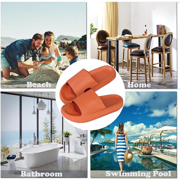 Tykk Platform Cloud Dame Slippers - Sort Orange orange 44-45