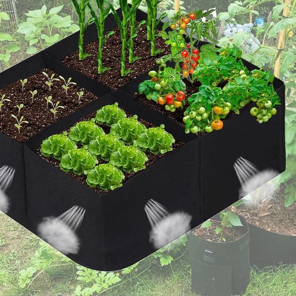 Dyrkningspose - 4-gitter hævet plantekasse til grøntsager, kartofler og blomster