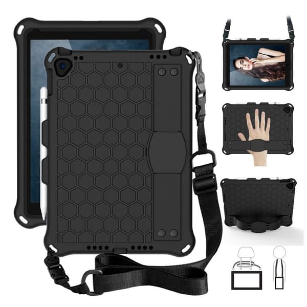iPad 10.2 (2019) honeycomb EVA hybrid cover - Sort Sort black Black