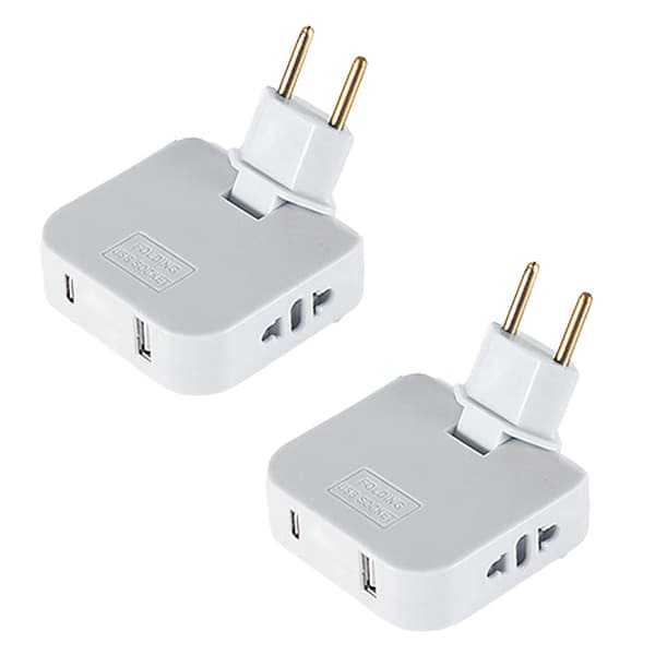 PCS Flat stikkontakt bak møbler, med 2 220V-uttak, 1 USB-port og 1 Type-C-port, hvit, 180° svingbart hode