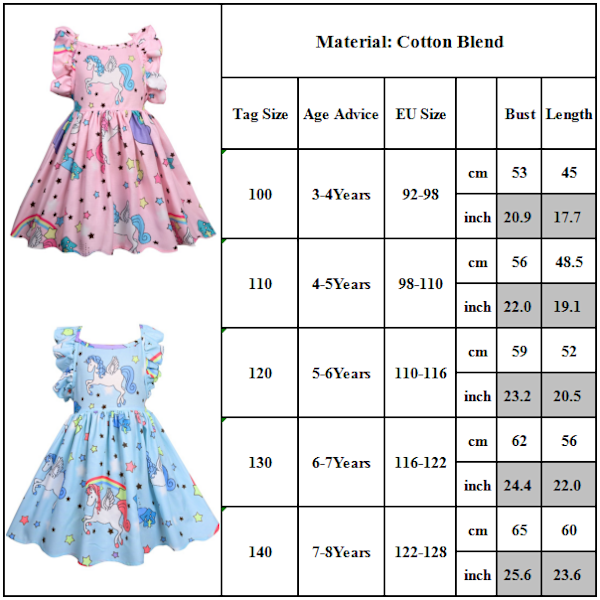 Piger Baby Enhjørning Skaterkjole Prinsesse Fest Balkjole Kjoler pink pink 130cm