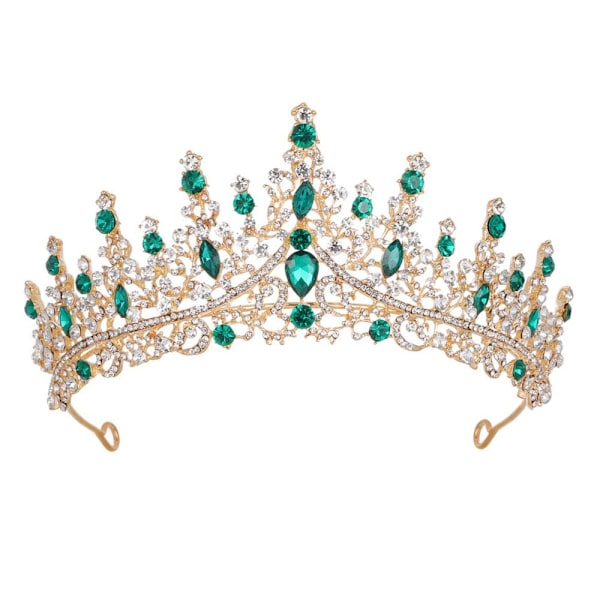 Alloy Crown Bryllups Tiara Krystal Rhinestone Krone GREENjx size