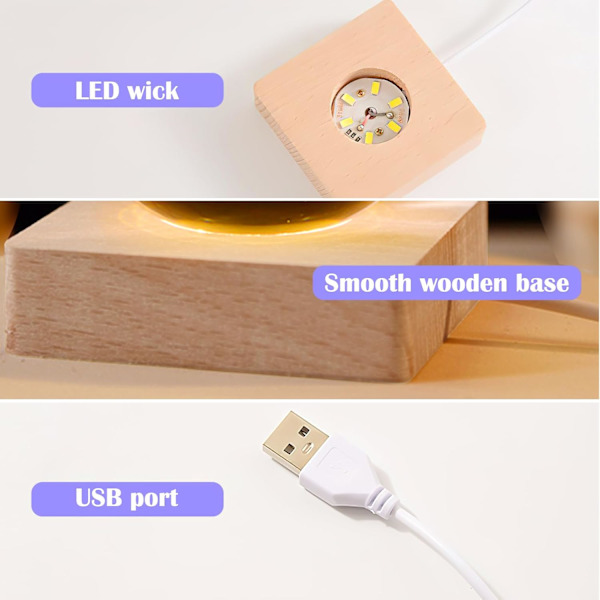 3D Planet Krystallkule Nattelys, USB 6cm Saturn Krystallkule Lampe, Nattelys Glassplaneter Lampe med LED Fargerikt Nattelys Saturn