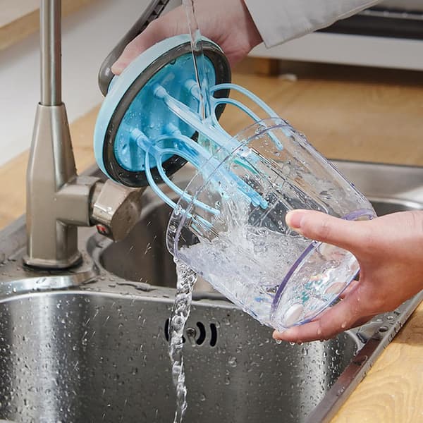 Plastvisp, halvautomatisk visp, melk- og eggvisp, kjøkkenvisper for visping, matlaging, baking og skumming-FF- Blue