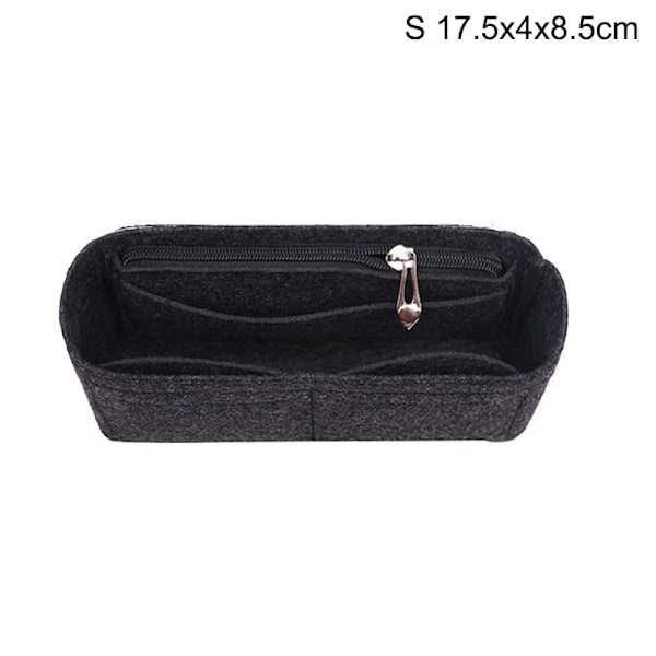 Multi-Pocket Women Insert Bag Handbag in felt fabric Black Y