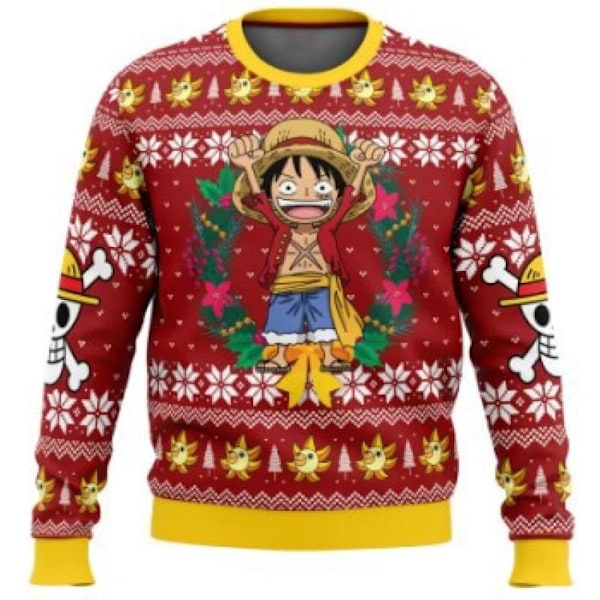 Luffy One Piece Stygg Julgenser Pullover Menn 3D Genseroppå 5XL Luffy One Piece