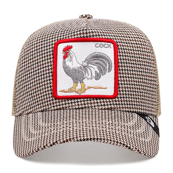 Trucker-kasket i mesh med broderet dyredesign Checkered rooster