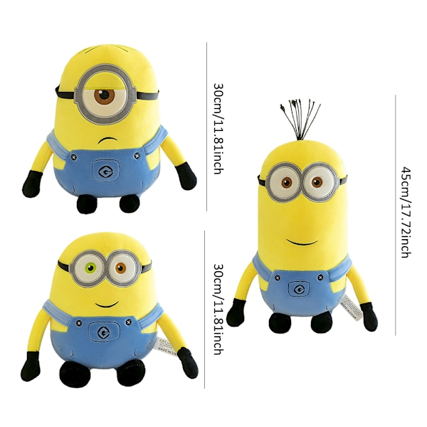 Myk plysjleke med tegneserie-minions, gave til barn C C 45cm
