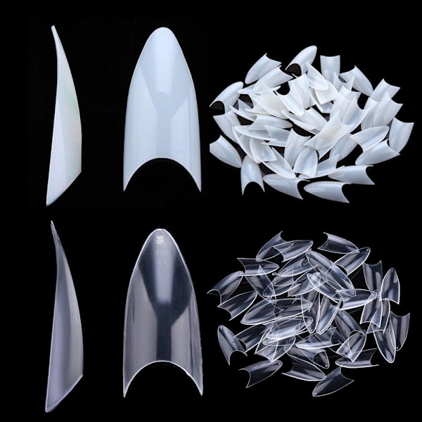500 stk. negletipper stiletto tipper falske negle negletipper Clear