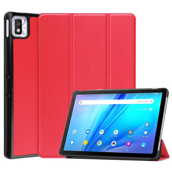 For TCL Tab 10s 10.1 inch Triple Fold Slim Lightweight Hard Shell Protection Smart Cover for TCL Tab 10s Case with Stand - Red Y