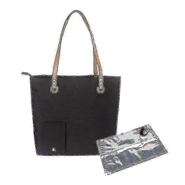Delt vinpose med drikkedispenser, skulderveske for strand, reise, piknik, camping (én innerpotte) Quilted pattern