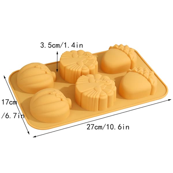 Sæt med 2 3D Halloween Græskar Silikoneforme, 6-hulrum Efterår Slikforme, Bageform, Sæbeform, Græskar Thanksgiving Tema til Cupcakes