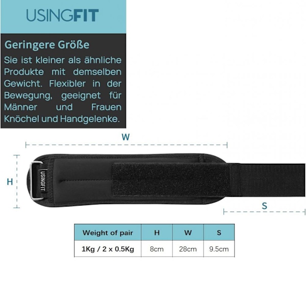 Painomansetit jaloille, säärille ja käsivarsille 2 x 0,5 kg paino käsi- ja jalkapainot setti fitness jalkapainot ranne- ja jalkapainot käsipainot