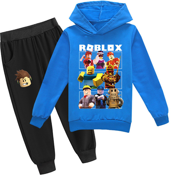 Roblox Hoodie til Børn - Varmt Hoodie Tøj med Roblox Print Blue 150cm