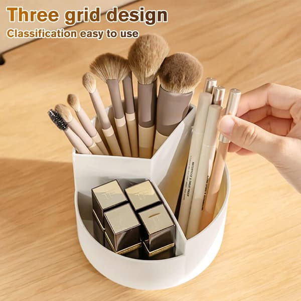 Makeupopbevaringsboks, 360° roterende makeuporganizer, 3 rum