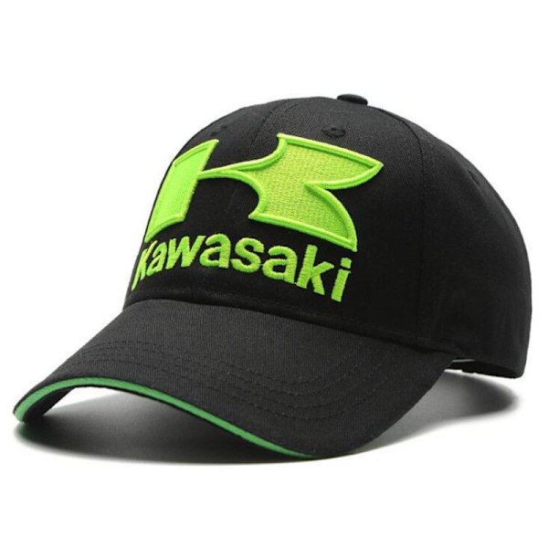 Broderet Førerkasket Sort Kawasaki
