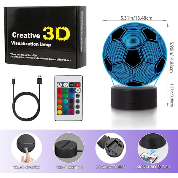 Manchester United FC USB 3D Anime Nattlampe Atmosfærisk LED Bordlampe Julegaver til Fotballentusiaster Dekorativ Lampe for Barn