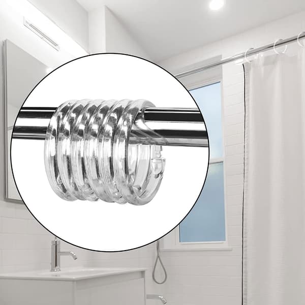 24-pack transparenta duschdraperiringar i plast, duschdraperiringar med enkelt klick