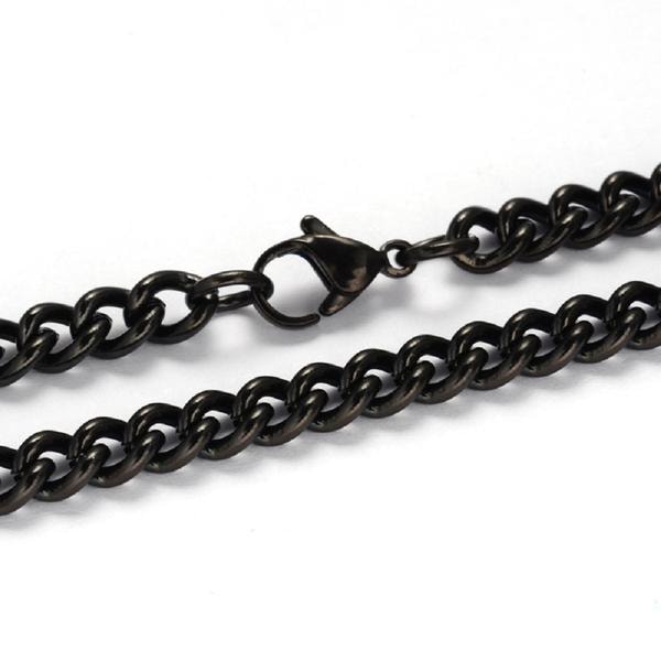 Unisex sort kæde i AISI 304 stål 60 cm lang 5 mm bred