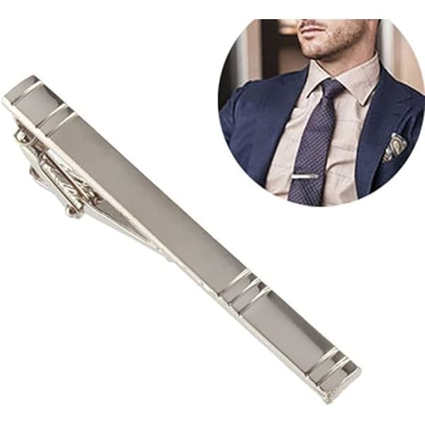Formell Herr Mode Legering Metall Silver Enkel Slips Nål Spänne Klämma Affärs Bröllopsdräkt Nyårsgåva Hållbar