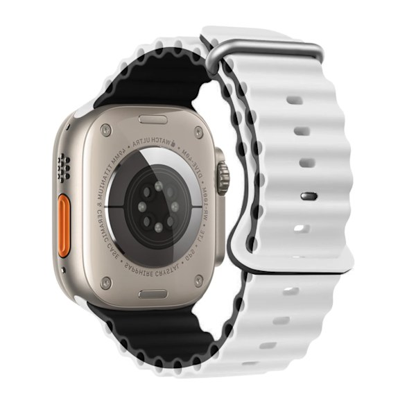 Ocean rem F?r Apple Watch Ultra 2 armbånd 49mm 45mm 44mm 40mm 41mm 42mm 49 mm silikon stropp armbånd iWatch serie 9 7 6 3 se 8 svart-hvit Y black-white 38mm 40mm 41mm