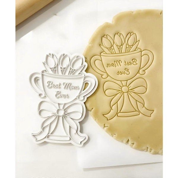 Morsdag kakeformer, 3D pregede plaststempler for DIY-baking, blandede design A