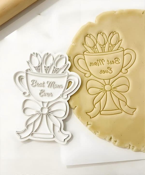 Morsdag kakeformer, 3D pregede plaststempler for DIY-baking, blandede design G