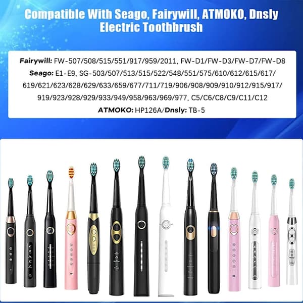 10 kpl hammasharjanpäitä Fairywill FW-507/508/(musta)
