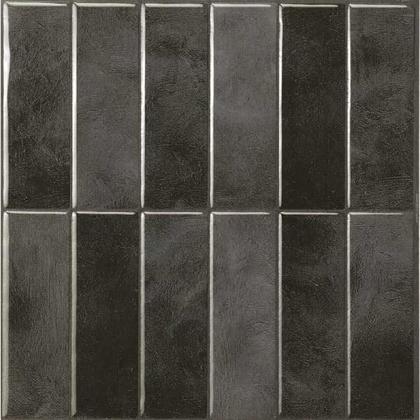 Selvklæbende bagplade til køkken og badeværelse, vægfliser, selvklæbende sorte fliser, sæt med 5 ark, 29 x 22,86 cm