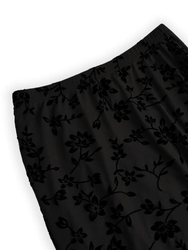 Salatkant Højtaljet Mesh Fishtail Bodycon Lang Nederdel til Kvinder sort black M