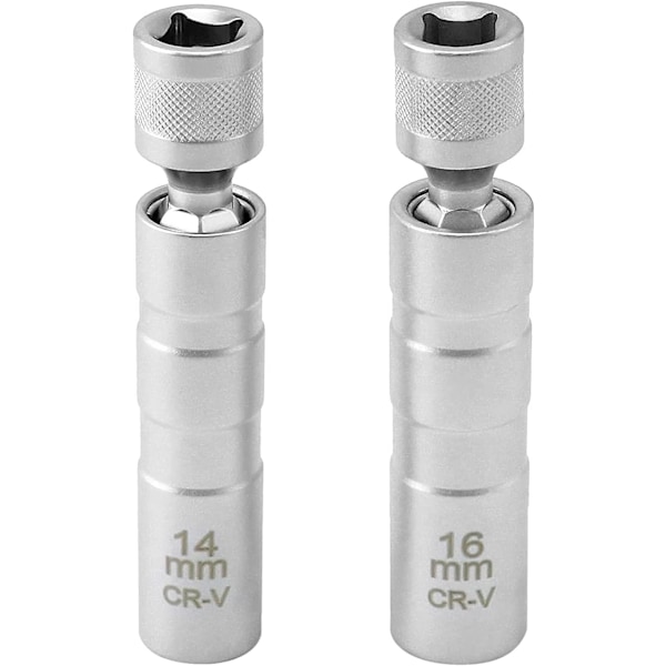 2-pack Magnetisk Tändstiftsnyckel 16mm/14mm Lång, Tändstiftsdragare, 3/8\" -10mm Flexibel