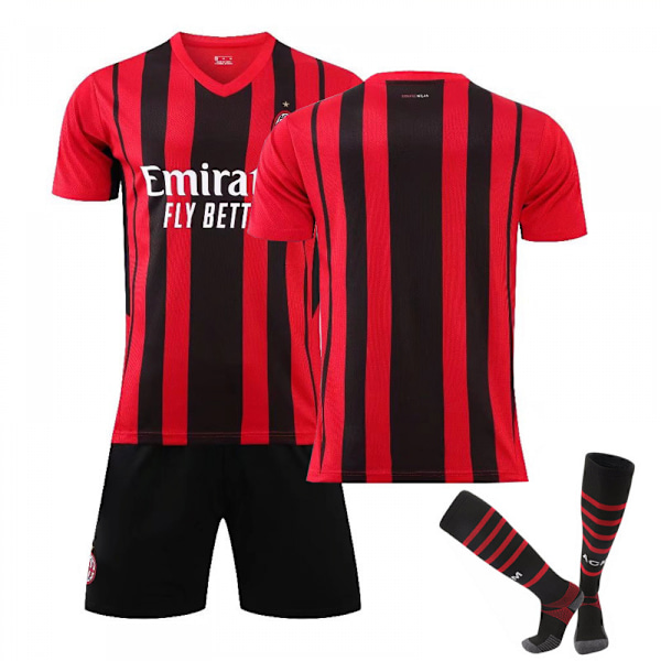 21/22 AC Milan Hjemmedraktsett Barn Voksne Fotballtrøye Treningstrøye Dress Blankt Blank 16