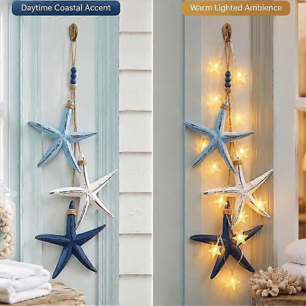Træ-søstjerneindretning alsidige belysningsmuligheder til søstjerne i hytte ved søen With Light Starfish