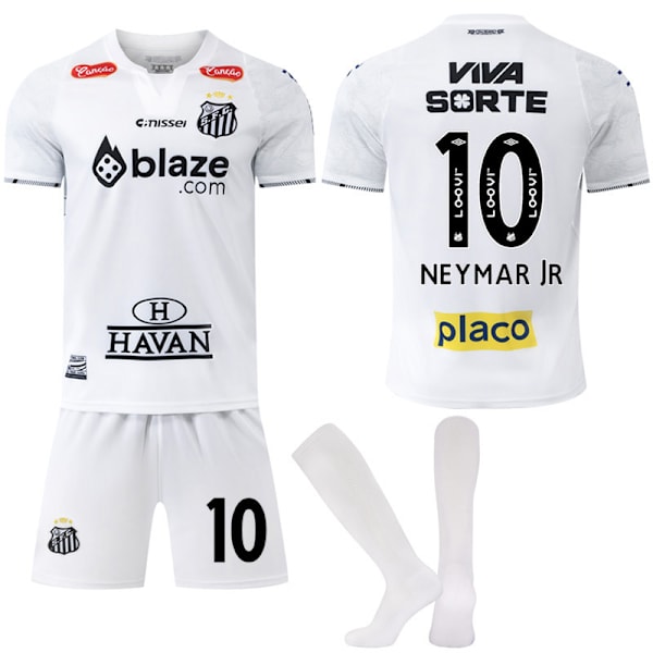 2024-2025 Santos FC Lasten Aikuisten Pelipaita Jalkapallopaita Sukkien kanssa No.10 Neymar L