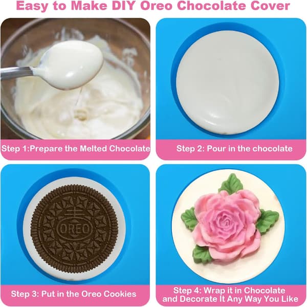 2 stk. Oreo Cookie Chokolade Silikoneforme, 12-hullers runde cylindriske Oreo Chokoladeovertræksforme til slik, Silikone bageforme til Blue-2Pcs