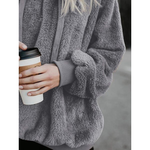 Dame Fuzzy Hettegensere Pullover Koselige Lommer Hettegenser M