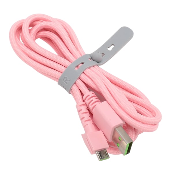 Ladekabel for Naga Pro-mus, mikro-USB, 1,8 meter lang, anti-slitasje nylon, metallmusladekabel for erstatning, rosa