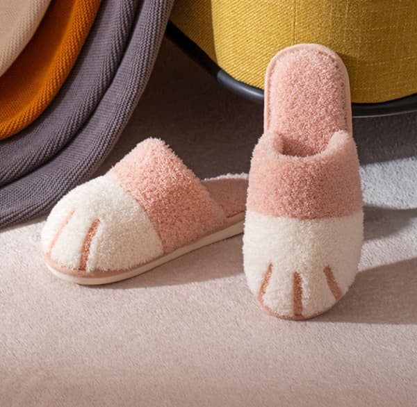 Varma plyschtofflor Kattfotsdesign Hemmaskor för kvinnor rosa pink 36-37